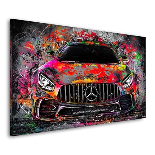 Kunstgestalten24 Auto Leinwand Bild Mercedes AMG GT Pop Art Wandbild Kunstdruck Deko XXL von Kunstgestalten24