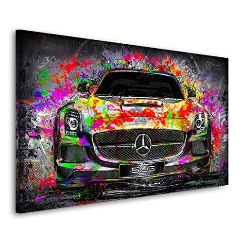 Kunstgestalten24 Leinwand Bild Mercedes SLS AMG Pop Art Auto Wandbild Kunstdruck Wanddeko von Kunstgestalten24