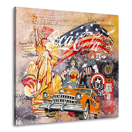 Kunstgestalten24 Leinwandbild Amerika im Pop Art Retro Stil Wandbild Kunstdruck Raum- u. Wanddekoration Übergrößen von Kunstgestalten24