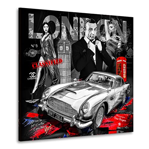 Kunstgestalten24 Leinwandbild Aston Martin Bond Style Wandbild Kunstdruck Raum- u. Wanddekoration Übergrößen von Kunstgestalten24