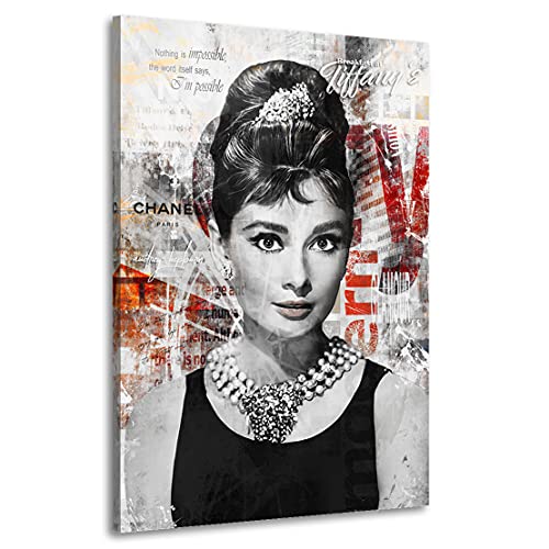 Kunstgestalten24 Leinwandbild Audrey Hepburn Pop Art Black & White Wandbild Kunstdruck von Kunstgestalten24