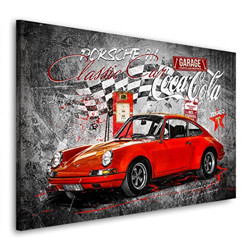 Kunstgestalten24 Leinwandbild Auto Porsche Classic Black Style Wandbild Kunstdruck Raum- u. Wanddekoration Übergrößen von Kunstgestalten24