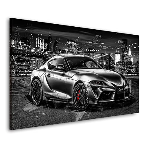 Kunstgestalten24 Leinwandbild Auto Toyota Supra Black Style Wandbild Kunstdruck Raum- u. Wanddekoration Übergrößen von Kunstgestalten24