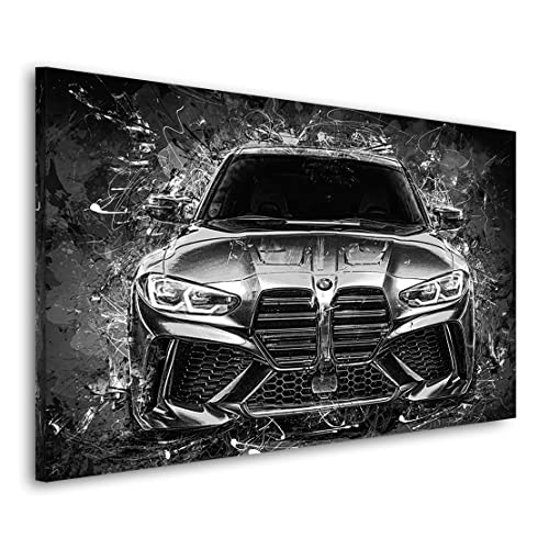 Kunstgestalten24 Leinwandbild BMW M4 Black and White Wandbild Kunstdruck Foyer Deko XXL von Kunstgestalten24