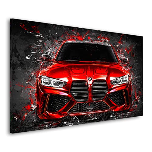 Kunstgestalten24 Leinwandbild BMW M4 Red Abstrakt Wandbild Kunstdruck Raum u. Wanddekoration von Kunstgestalten24