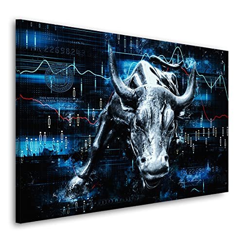 Kunstgestalten24 Leinwandbild Börse Stier Wandbild Kunstdruck Raumdekoration XXL von Kunstgestalten24