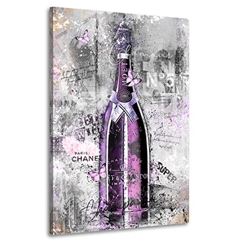 Kunstgestalten24 Leinwandbild Champagner Lifestyle Pop Art Wandbild Kunstdruck Wanddekoration XXL von Kunstgestalten24