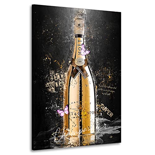 Kunstgestalten24 Leinwandbild Champagner Lifestyle Wandbild Kunstdruck Raum- u. Wanddekoration Übergrößen von Kunstgestalten24