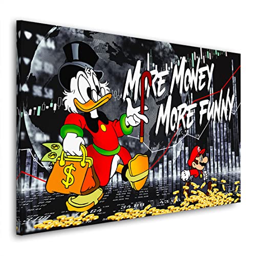 Kunstgestalten24 Leinwandbild Comic Wallstreet Duck Pop Art Black Style Wandbild Kunstdruck Wanddekoration Übergrößen von Kunstgestalten24