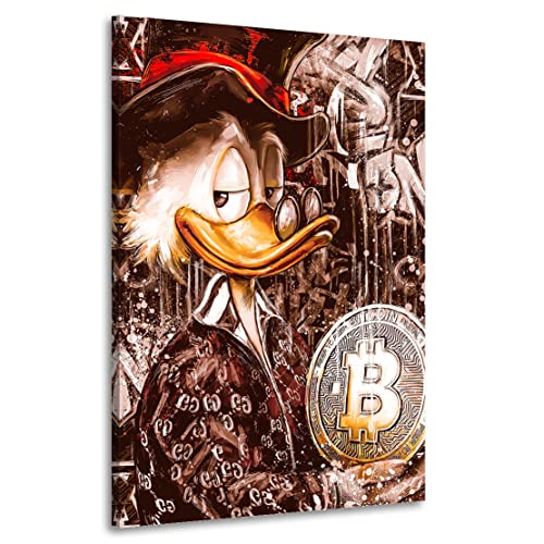 Kunstgestalten24 Leinwandbild Dagobert Bitcoin Vintage Style Wandbild Kunstdruck Raum- u. Wanddekoration XXL von Kunstgestalten24