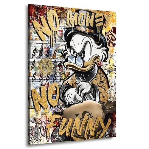 Kunstgestalten24 Leinwandbild Dagobert Duck Motivations Bild No Money Wandbild Kunstdruck Hobby Dekoration von Kunstgestalten24