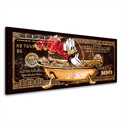 Kunstgestalten24 Leinwandbild Dagobert Duck Dollar Motivations Bild Money Pool Vintage Wandbild Kunstdruck von Kunstgestalten24