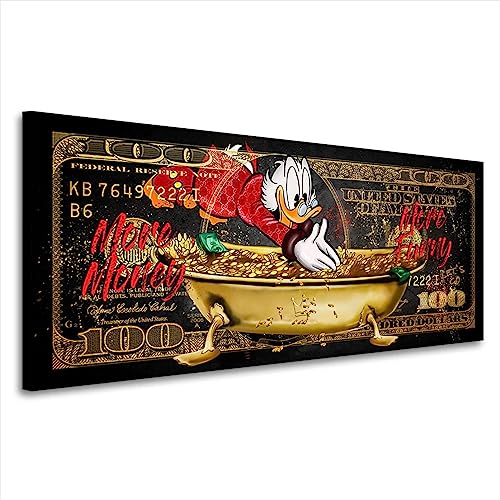 Kunstgestalten24 Leinwandbild Dagobert Duck Motivations Dollar Bild More Money Pop Art Style Wandbild Kunstdruck Wanddeko von Kunstgestalten24