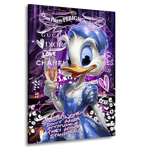 Kunstgestalten24 Leinwandbild Daisy Duck Champagner Pop Art Comic Bild Kunst Wanddeko von Kunstgestalten24
