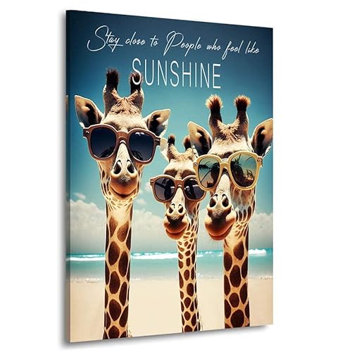 Kunstgestalten24 Leinwandbild Die drei Giraffen Sunshine Tier Bild Kunstdruck Raum Wand Dekoration von Kunstgestalten24