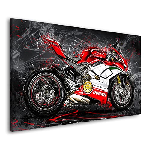 Kunstgestalten24 Leinwandbild Ducati Panigale V4 Motorrad Abstrakt Wandbild Kunstdruck Raumdekoration Übergrößen von Kunstgestalten24