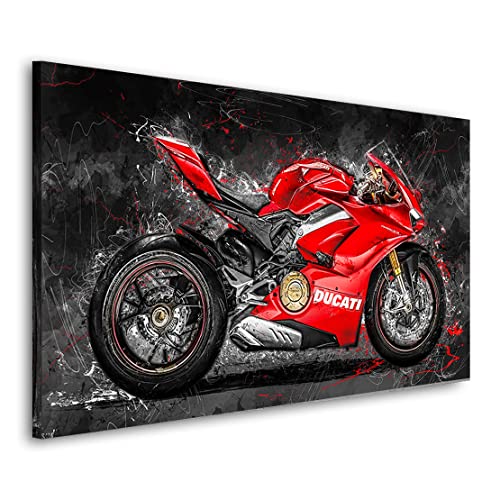 Kunstgestalten24 Leinwandbild Ducati Panigale V4 Red Style Motorrad Bild Kunstdruck Raum- u. Wanddekoration XXL von Kunstgestalten24