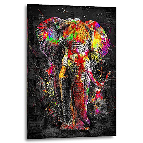 Kunstgestalten24 Leinwandbild Elefant Color Wandbild Kunstdruck Übergrößen Deko von Kunstgestalten24