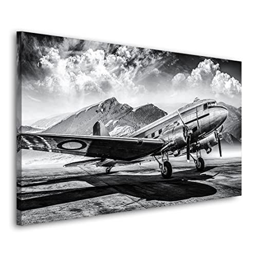 Kunstgestalten24 Leinwandbild Flugzeug Vintage Wandbild Kunstdruck Raumdekoration Übergrößen von Kunstgestalten24