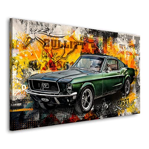 Kunstgestalten24 Leinwandbild Ford Mustang Bullitt Wandbild Kunstdruck Wanddekoration von Kunstgestalten24