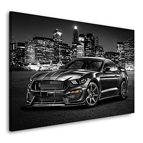 Kunstgestalten24 Leinwandbild Ford Mustang City Wandbild Kunstdruck Wanddeko XXL von Kunstgestalten24