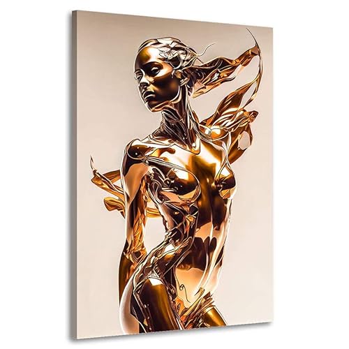 Kunstgestalten24 Leinwandbild Frau in Gold Erotik Bild Kunstdruck Raum Wand Dekoration von Kunstgestalten24