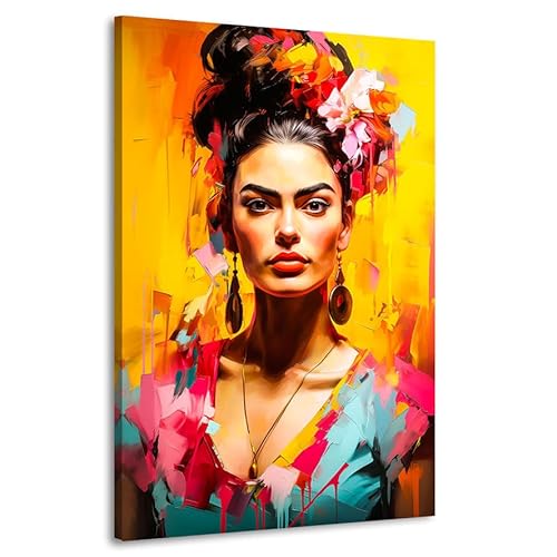 Kunstgestalten24 Leinwandbild Frida Kahlo Modern Abstrakt Style Wand Bild Wanddekoration von Kunstgestalten24