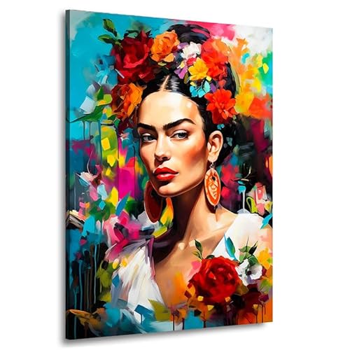 Kunstgestalten24 Leinwandbild Frida Kahlo Portrait Wohnzimmer Bild Kunstdruck Raum Wanddeko von Kunstgestalten24