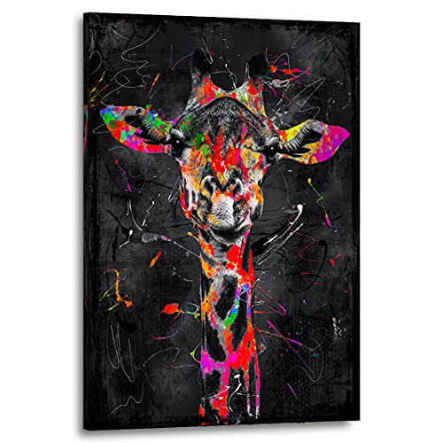 Kunstgestalten24 Leinwandbild Giraffe Color Wandbild Kunstdruck Raumdeko Tierbilder von Kunstgestalten24