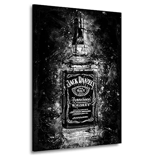 Kunstgestalten24 Leinwandbild Jack Daniels Black and White Wandbild Kunstdruck Deko von Kunstgestalten24