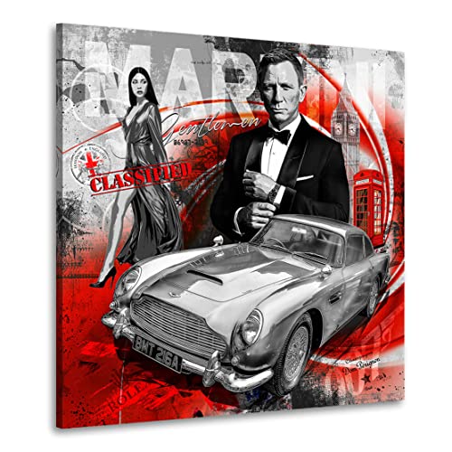 Kunstgestalten24 Leinwandbild James Bond Pop Art Red Style Wandbild Kunstdruck Wanddekoration Übergrößen von Kunstgestalten24