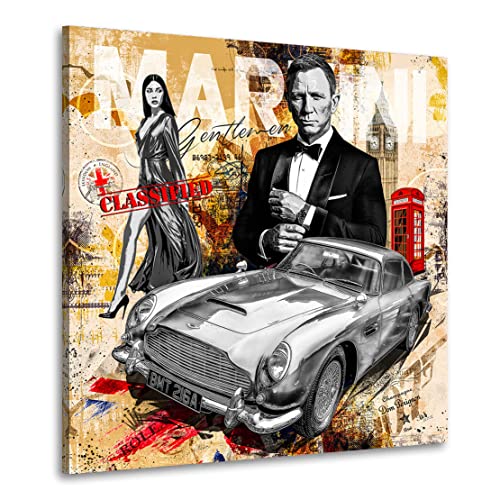 Kunstgestalten24 Leinwandbild James Bond Pop Art Retro Style Wandbild Kunstdruck moderne Raumdeko Übergrößen von Kunstgestalten24