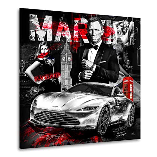 Kunstgestalten24 Leinwandbild James Bond & Aston Martin Style Wandbild Kunstdruck Raum- u. Wanddekoration Übergrößen von Kunstgestalten24