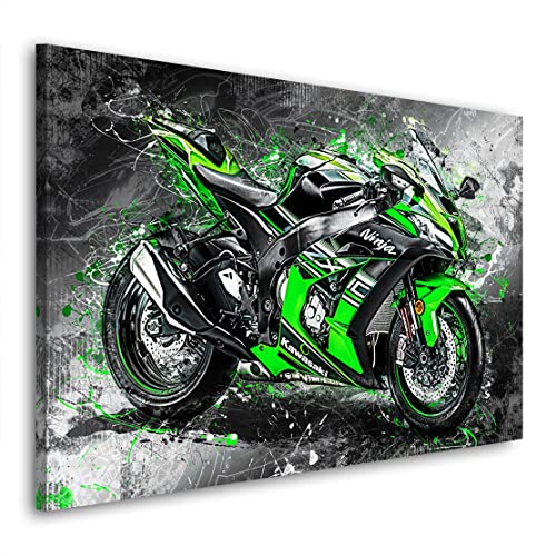 Kunstgestalten24 Leinwandbild Kawasaki ZX10 Wandbild Kunstdruck Raum- u. Wanddekoration Übergrößen von Kunstgestalten24