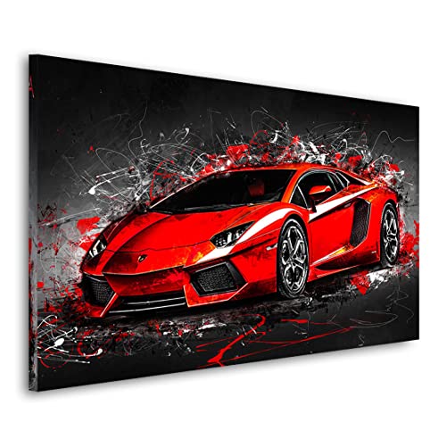 Kunstgestalten24 Leinwandbild Lamborghini Aventador Red Style Wandbild Kunstdruck von Kunstgestalten24