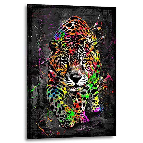 Kunstgestalten24 Leinwandbild Leopard Color Wandbild Kunstdruck Raumdekoration von Kunstgestalten24