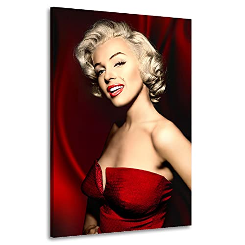 Kunstgestalten24 Leinwandbild Marilyn Monroe Red Wandbild Kunstdruck Lounge Deko von Kunstgestalten24