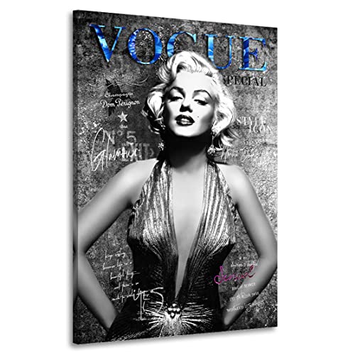 Kunstgestalten24 Leinwandbild Marilyn Monroe Silver Style Wandbild Kunstdruck Wanddekoration Übergrößen von Kunstgestalten24