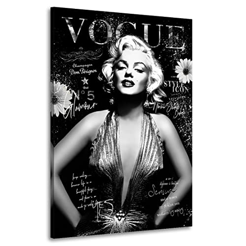 Kunstgestalten24 Leinwandbild Marilyn Monroe Vogue Black and White Wandbild Kunstdruck Bar u. Lounge Deko von Kunstgestalten24