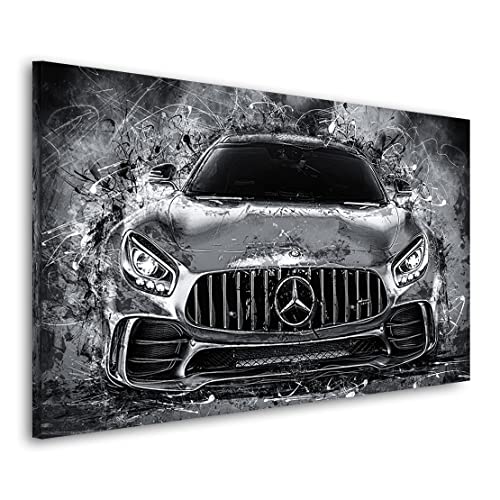 Kunstgestalten24 Leinwandbild Mercedes AMG GT Black Style Wand Bild Kunstdruck Deko Auto Bild von Kunstgestalten24