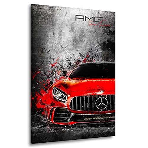 Kunstgestalten24 Leinwandbild Mercedes AMG GT Red Luxury Auto Wand Bild Deko XXL von Kunstgestalten24