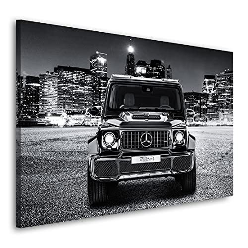 Kunstgestalten24 Leinwandbild Mercedes G63 Black Wand Auto Bild Kunstdruck Wanddeko XXL von Kunstgestalten24