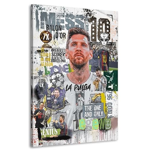 Kunstgestalten24 Leinwandbild Messi Fussball Sport Pop Art Wandbild Raum- u. Wanddekoration von Kunstgestalten24