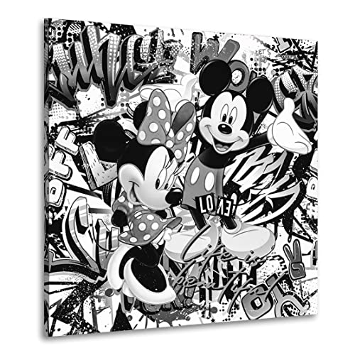 Kunstgestalten24 Leinwandbild Mickey Graffiti Style Black and White Wandbild Kunstdruck Lounge Deko Hobby von Kunstgestalten24