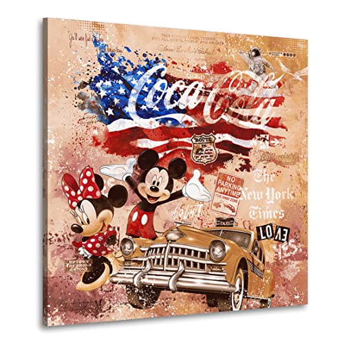 Kunstgestalten24 Leinwandbild Mickey USA Pop Art Retro Style Wandbild Kunstdruck Raum- u. Wanddekoration XXL von Kunstgestalten24