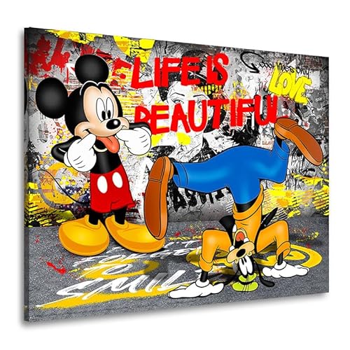 Kunstgestalten24 Leinwandbild Micky und Goofy Lifestyle Pop Art Comic Bild Kunstdruck Raum- u. Wanddekoration von Kunstgestalten24