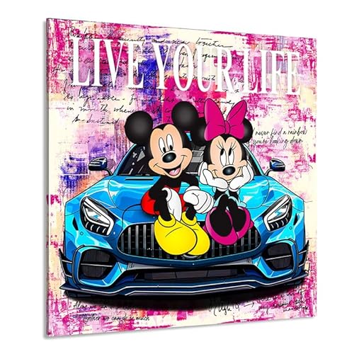 Kunstgestalten24 Leinwandbild Micky und Minnie Maus Mercedes AMG Pop Art Bild Wandbild Kunstdruck Wanddeko von Kunstgestalten24