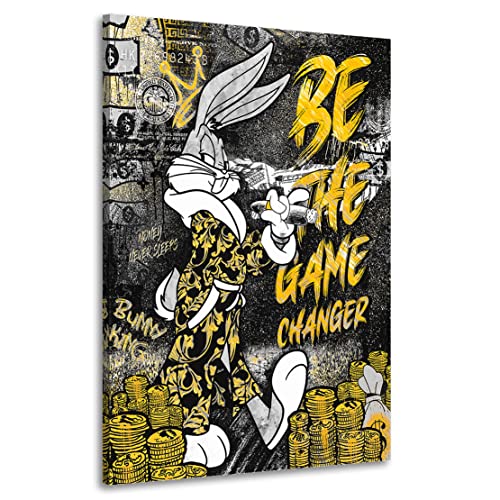 Kunstgestalten24 Leinwandbild Mr. Bunny Game Changer Black Style Wandbild Kunstdruck Hobby Deko Übergrößen von Kunstgestalten24