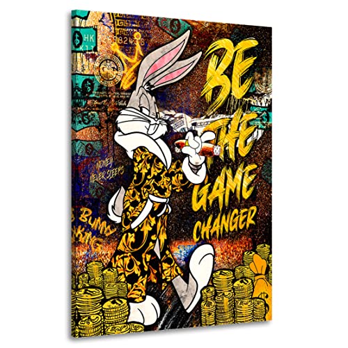 Kunstgestalten24 Leinwandbild Mr. Bunny Game Changer Pop Art Style Wandbild Kunstdruck Wohnraumdekoration XXL von Kunstgestalten24