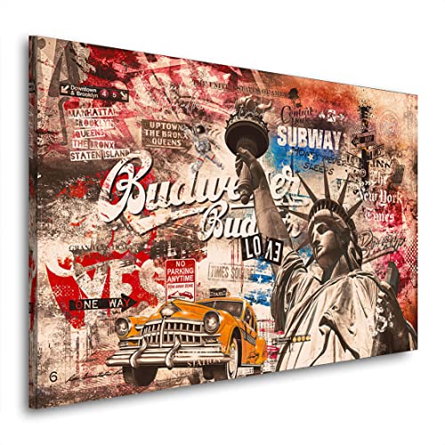 Kunstgestalten24 Leinwandbild New York Budweiser Retro Style Wandbild Kunstdruck Raumdekoration Übergrößen von Kunstgestalten24